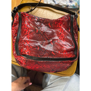 Women's Nicoli Red Snakeskin Leather Shoulder Bag